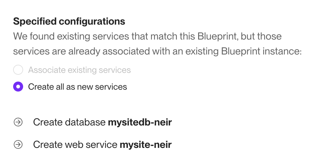 Notification that Blueprint matches existing resources