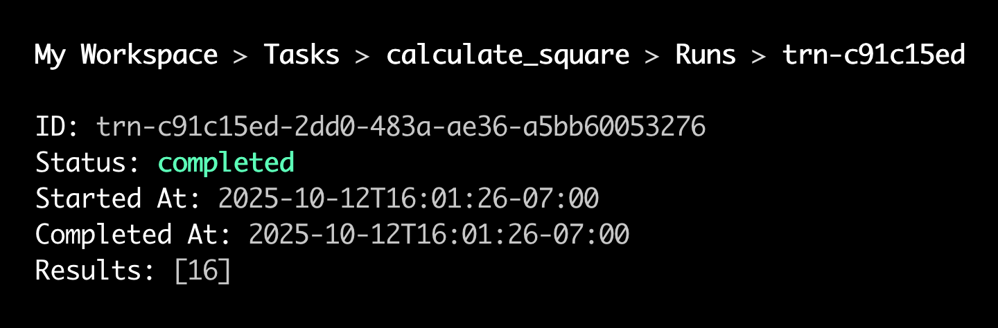 Viewing task run details in the Render CLI