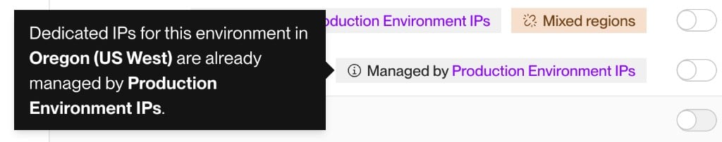 An environment already managed by another dedicated IP set
